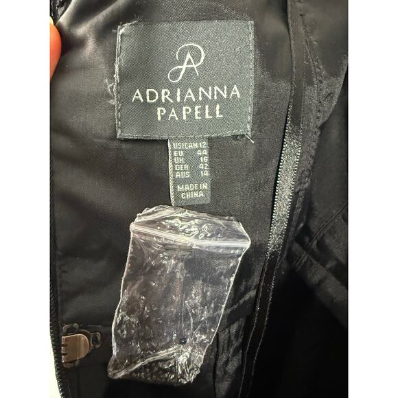 Adrianna Papell Black Strapless Prom Gown Sz 12 NWOT Tulle w/ Beaded Rose Detail - Picture 8 of 10